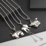 Titanium Lucky Cat Pig Sweater Necklace Antique Silver Long Necklace Women