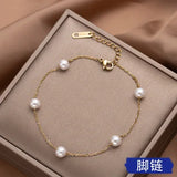 Women's Anklet Pearl Charms Bracelet On Leg Jewelry Gift