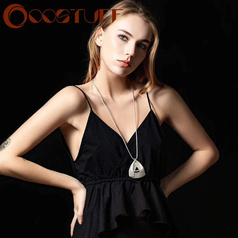 Triangle Long Chains Neck Necklace Goth Pendants