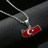 Turkey Map Flag Necklace Pendant Women Jewelry Turkiye Cumhuriyeti