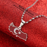Turkey Map Flag Necklace Pendant Women Jewelry Turkiye Cumhuriyeti
