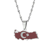 Turkey Map Flag Necklace Pendant Women Jewelry Turkiye Cumhuriyeti