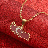 Turkey Map Flag Necklace Pendant Women Jewelry Turkiye Cumhuriyeti