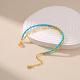 Turquoise Beads Plated 18K Double Layer Chain Bracelet For Women B028