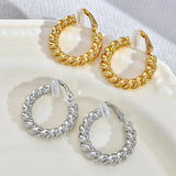 Golden Twisted Hoop Clip Earrings for Women