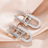 U Shape Lock Buckle Earrings with CZ Stones