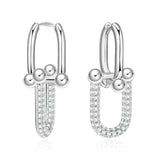 U Shape Lock Buckle Earrings with CZ Stones