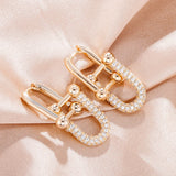 U Shape Lock Buckle Earrings with CZ Stones