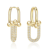 U Shape Lock Buckle Earrings with CZ Stones