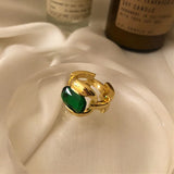 Vintage Green Stone Plated Party Rings for Bride Jewelry
