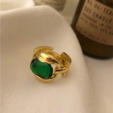 Vintage Green Stone Plated Party Rings for Bride Jewelry