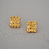 925 Silver Square Hollow Stud Earrings for Women