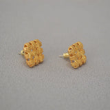 925 Silver Square Hollow Stud Earrings for Women