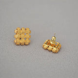925 Silver Square Hollow Stud Earrings for Women