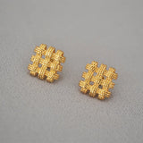 925 Silver Square Hollow Stud Earrings for Women
