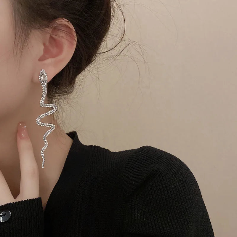 Vintage Snake Dangle Earrings Retro Drop Jewelry