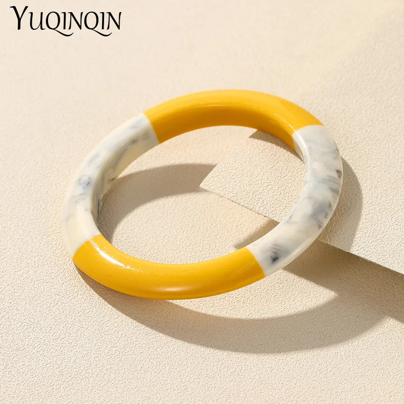Colorful Resin Bangles Women Geometric Bracelet Retro Hand Jewelry