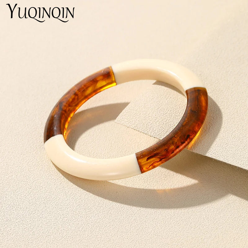 Colorful Resin Bangles Women Geometric Bracelet Retro Hand Jewelry