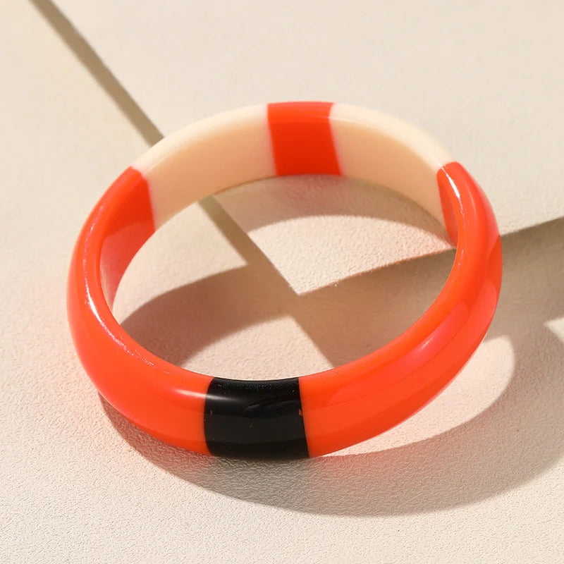 Colorful Resin Bangles Geometric Round Bracelets Retro Jewelry