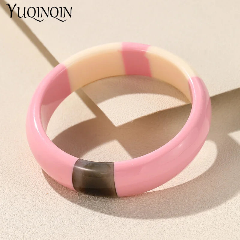 Colorful Resin Bangles Geometric Round Bracelets Retro Jewelry