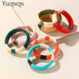 Colorful Resin Bangles Geometric Round Bracelets Retro Jewelry