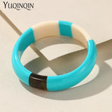 Colorful Resin Bangles Geometric Round Bracelets Retro Jewelry