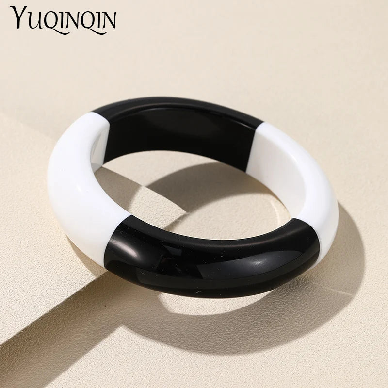 Colorful Round Resin Bracelets for Women Retro Hand Jewelry