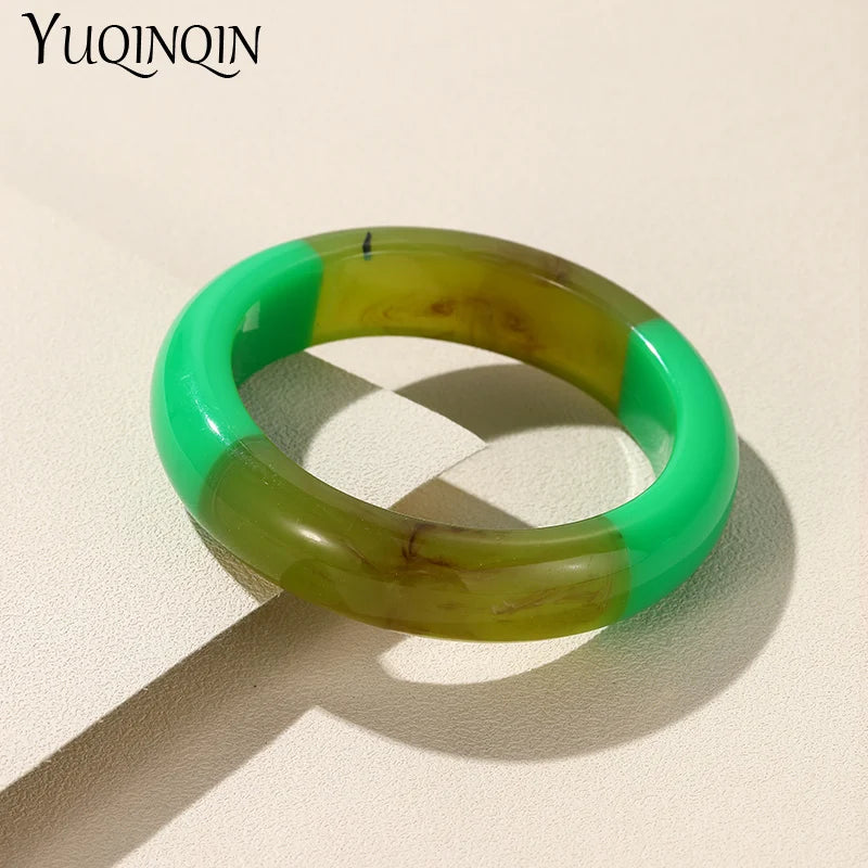 Colorful Round Resin Bracelets for Women Retro Hand Jewelry
