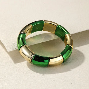 Vintage Acrylic Bracelets & Bangles for Women Resin Stretch Beaded Tube Bracelet