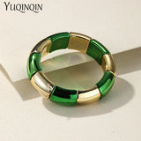 Vintage Acrylic Bracelets & Bangles for Women Resin Stretch Beaded Tube Bracelet
