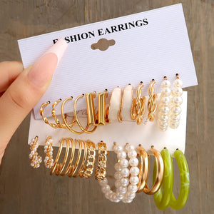 Vintage Geometric Circle Dangle Earrings Set