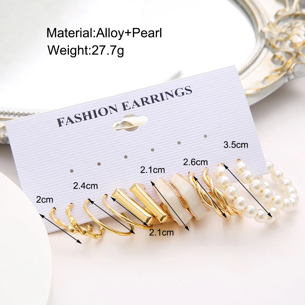Vintage Geometric Circle Dangle Earrings Set