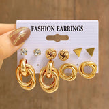 Vintage Geometric Circle Dangle Earrings Set