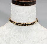 Vintage Leopard-print Leather Choker Necklace Women Jewelry