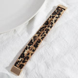 Vintage Leopard-print Leather Choker Necklace Women Jewelry