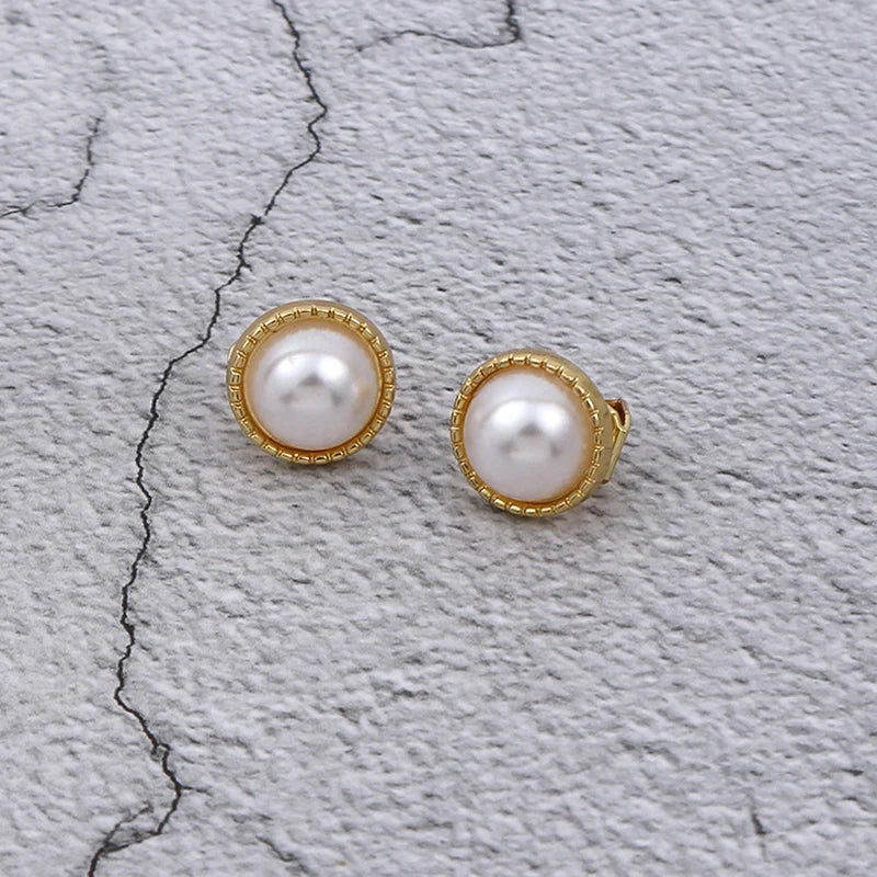 Vintage Simulated Pearl Dangle Clip-On Earrings for Women Wedding Party