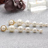 Vintage Simulated Pearl Dangle Clip-On Earrings for Women Wedding Party