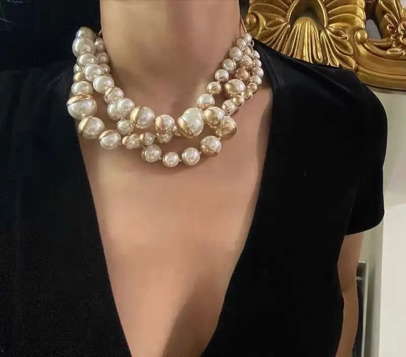 Vintage Personalized Chain Choker Pearl Necklaces For Women Party Jewlery