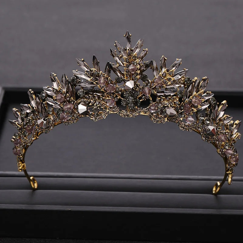 Baroque Rhinestone Crystal Bridal Crown Headdress Wedding Hair Accessories