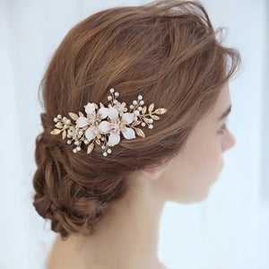 Bridal Flower Hair Comb Pearl Headdress Wedding Hair Accessories