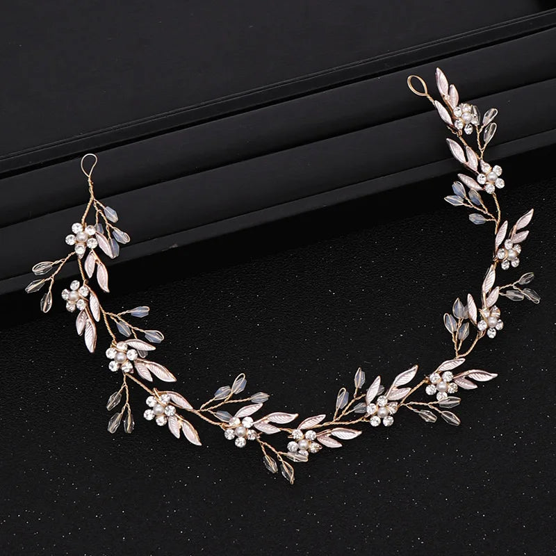 Golden Wedding Tiara Crystal Head Band Bride Hair Accessory