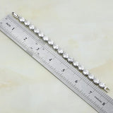 CZ 925 Silver Round Chain Bracelet 7" Women Jewelry Bag S087