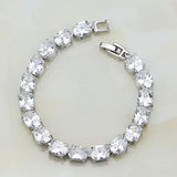 CZ 925 Silver Round Chain Bracelet 7" Women Jewelry Bag S087