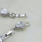 CZ 925 Silver Water Drop Chain Bracelet 7 inch