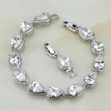 CZ 925 Silver Water Drop Chain Bracelet 7 inch