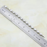 CZ 925 Silver Water Drop Chain Bracelet 7" Women