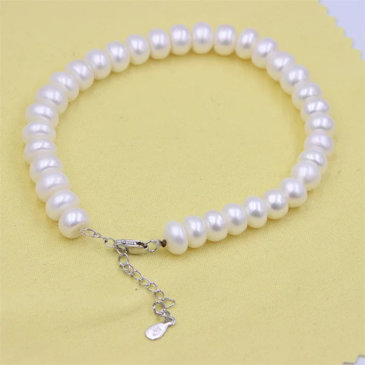 Pink Purple Abacus Buttons Silver Chain Waterfresh Pearl Bracelets