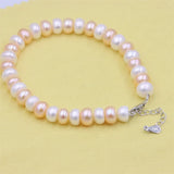 Pink Purple Abacus Buttons Silver Chain Waterfresh Pearl Bracelets