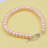 Pink Purple Abacus Buttons Silver Chain Waterfresh Pearl Bracelets