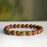 Turquoise Stone Charm Bracelet Men Wood Beads Bracelet Leopard Bracelets&Bangles